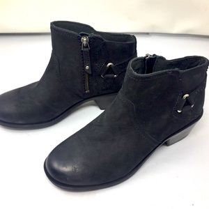 Teva black suede zip side ankle boots.